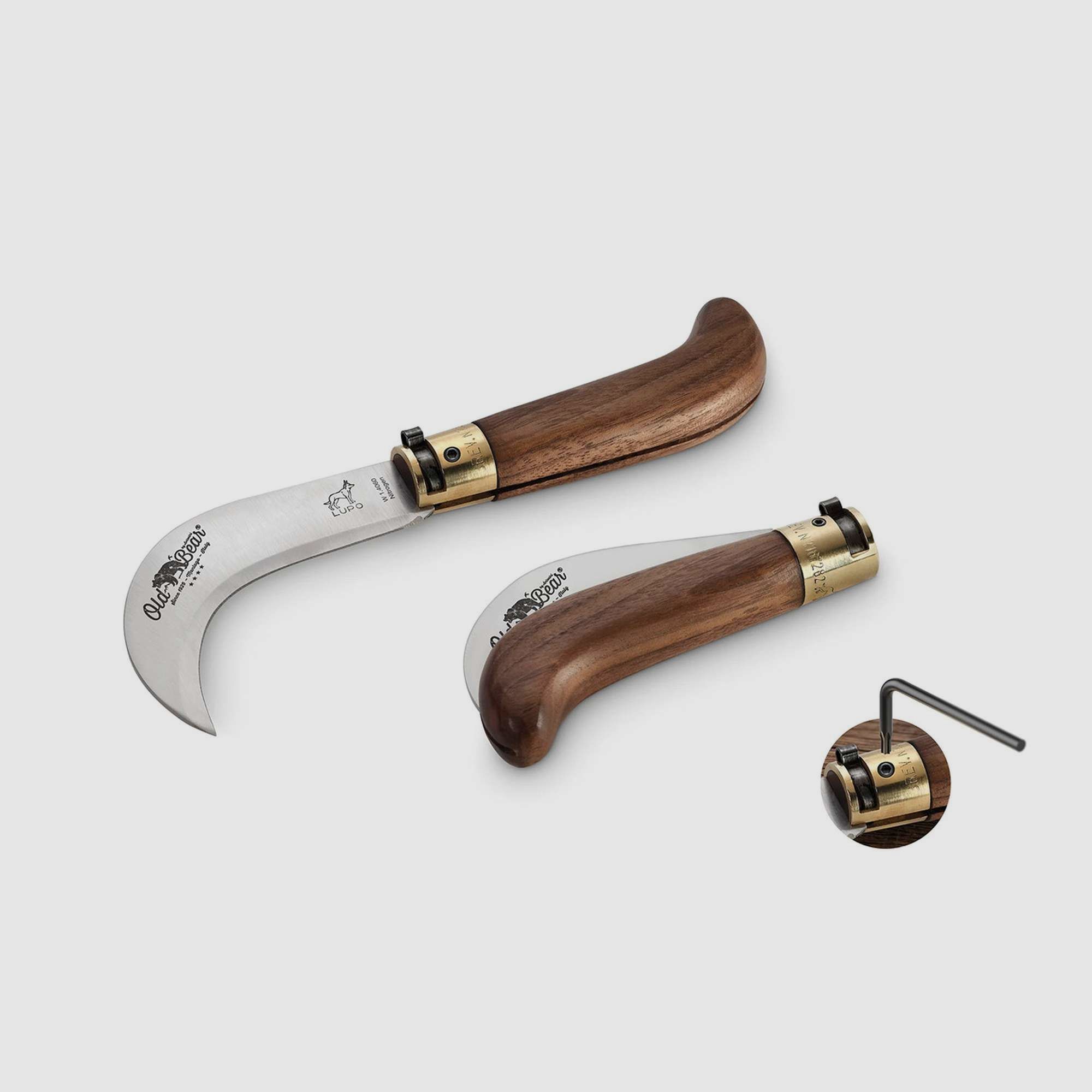 Old Bear Bill Hook Walnuss Taschenmesser