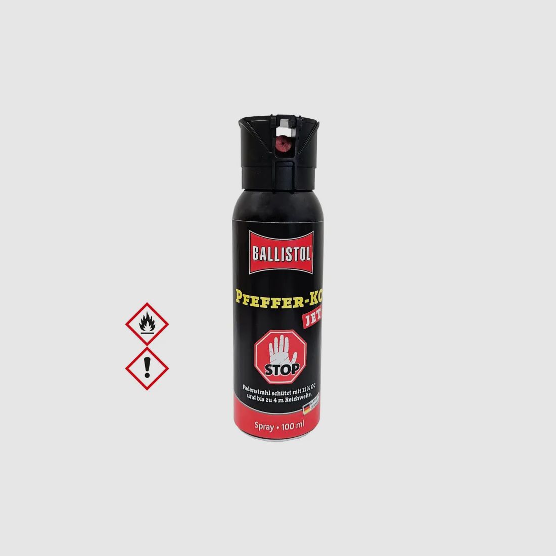 Pfefferspray K.O. JET Direktstrahl – 100ml - 11 % OC / 2,5 Mio.Scoville