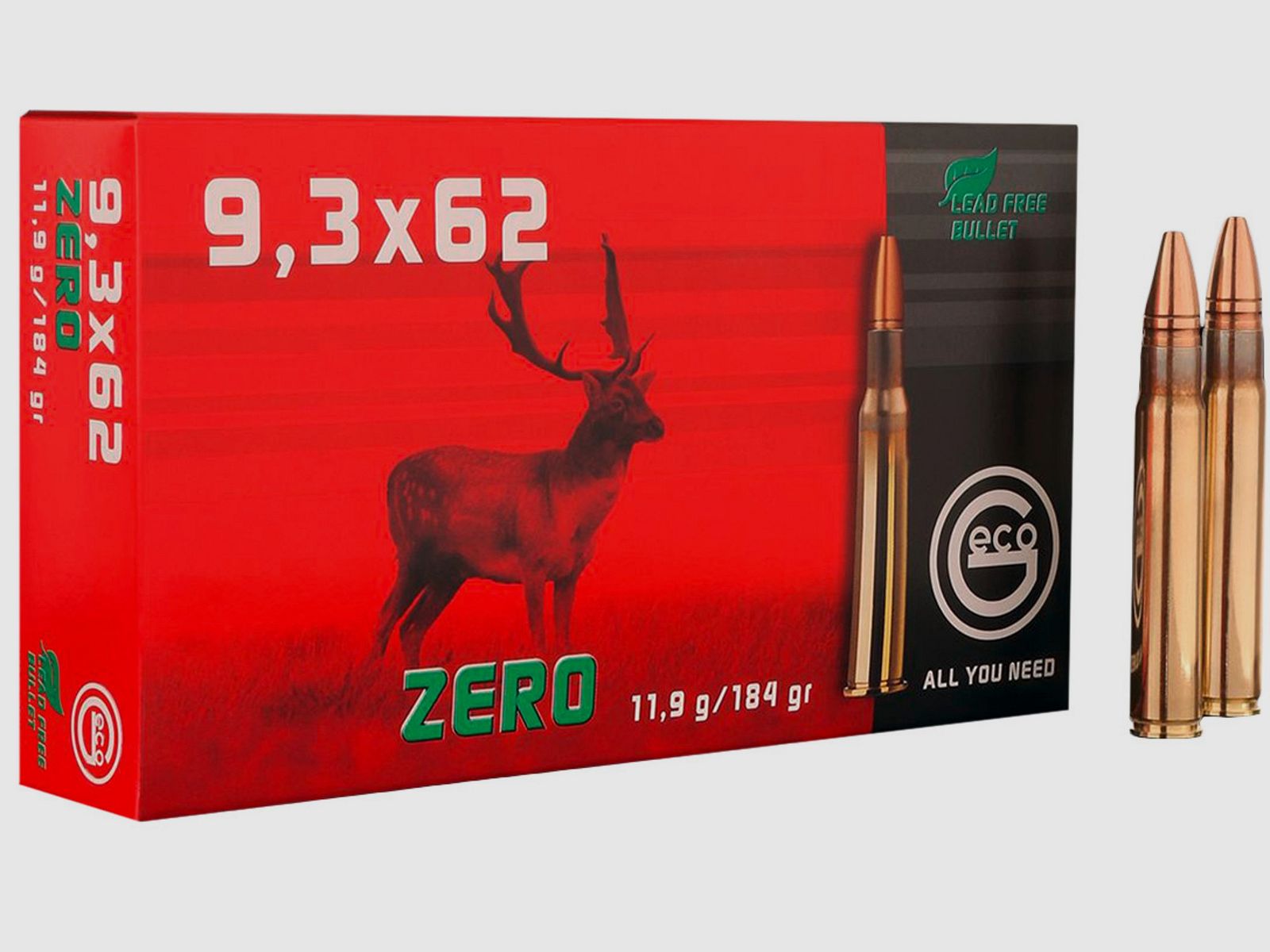 Geco Büchsenpatronen Zero 9,3x62. 184 grains