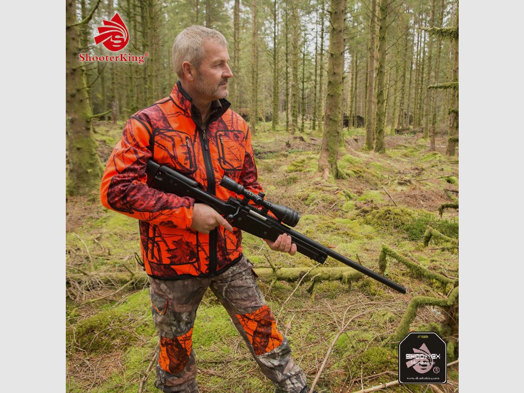 Shooterking Softshell Jacke Mossy Blaze Orange Camo L