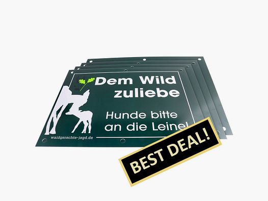 Waidgerechte Jagd Hinweisschild Hunde bitte an die Leine - 4er-Pack