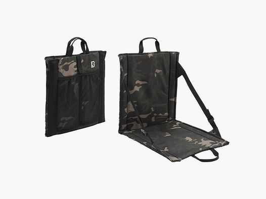 Faltsitz mit Tragegriff + Netztasche für 2 Getränkeflaschen - Dark Camouflage (dunkles Woodland)