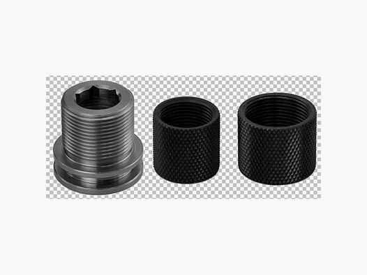 1/2x20" auf 5/8x24".WHMG Adapter Schalldämpfer, Edelstahl mit Innensechskant +2x Gewindeschutzmutter