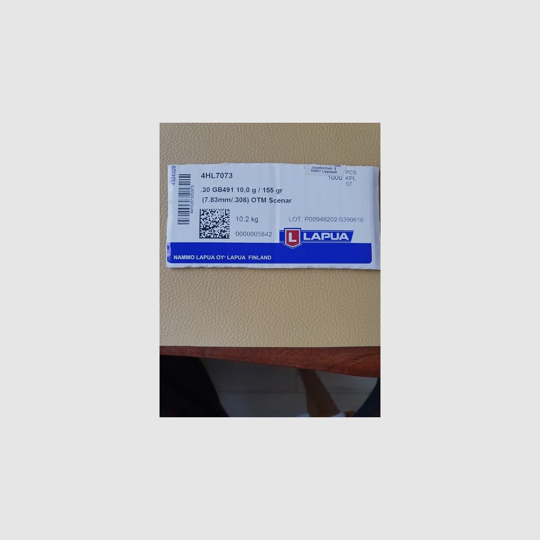 Geschosse Lapua Scenar 308Win 155grs