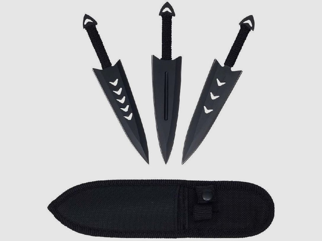 3 throwing knives in a set with nylon case for the forearm in ninja style