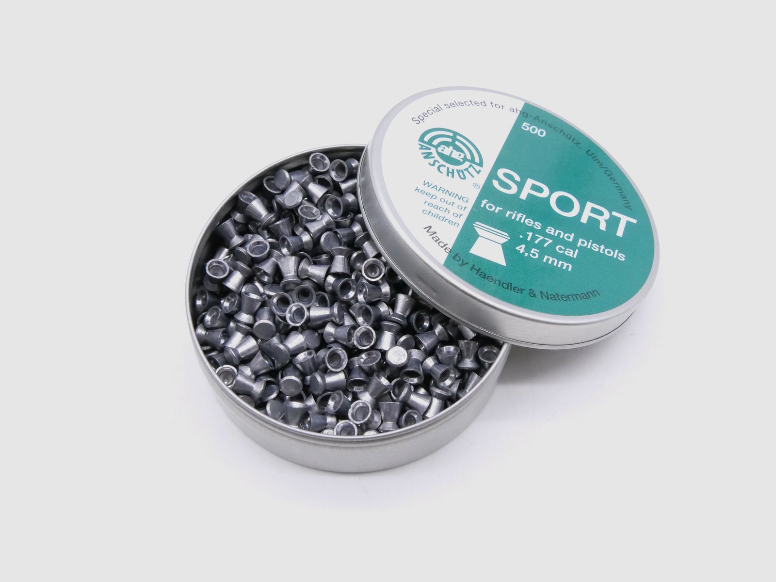 ahg Sport pellets Diabolos round tin .177 cal 500 pcs 4.5 mm 0.53 g for air rifle and pistol