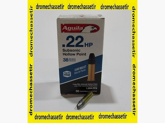 Box mit 50 Patronen 22LR Aguila subsonic hollow point 38 grains Bleischrot