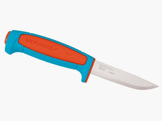 Cuchillo de Cintura Morakniv BASIC 511, acero al carbono no inoxidable, mango de plástico naranja/turquesa, funda de plástico