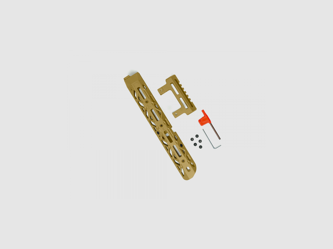 KPYK Medium AK M-LOK Handschutz mit kurzem Gasrohrcover CRC 1U020A Coyote Tan
