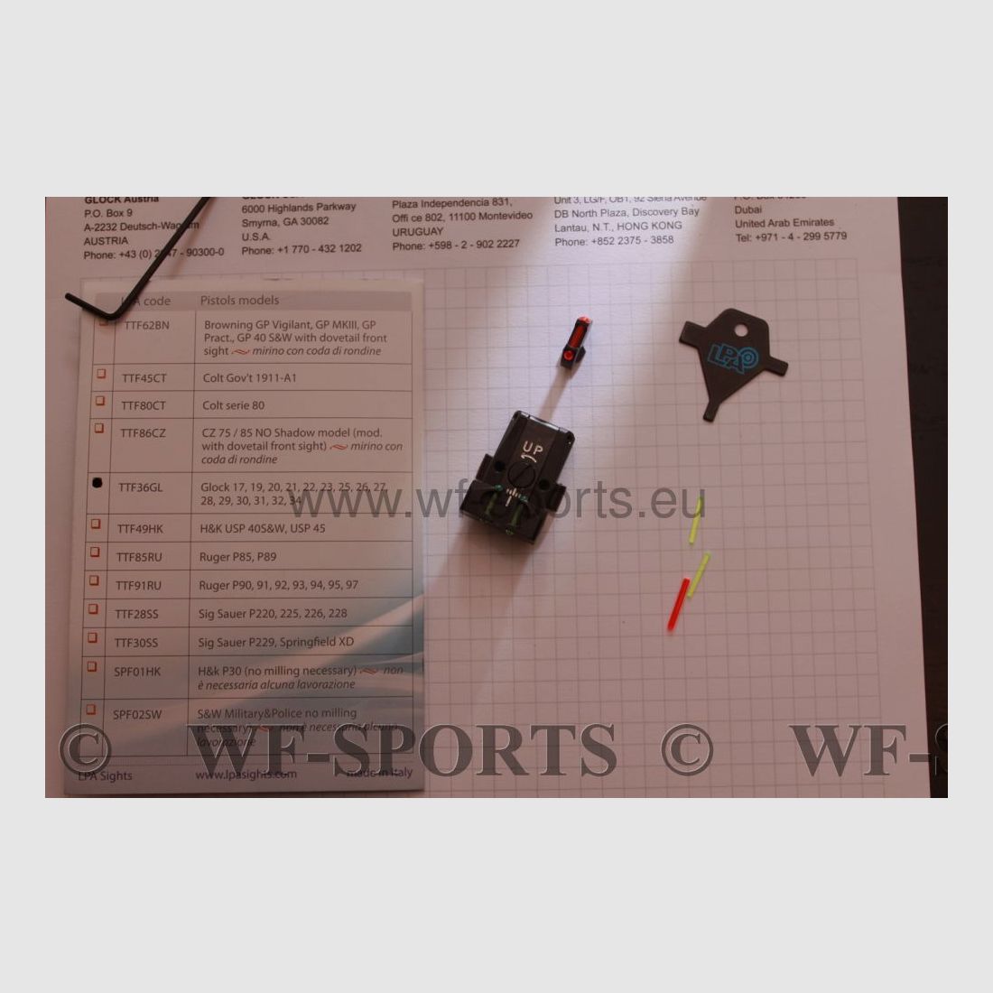 LPA sighting, finely adjustable, fiber optic very high contrast, new, GLOCK 17 to 21