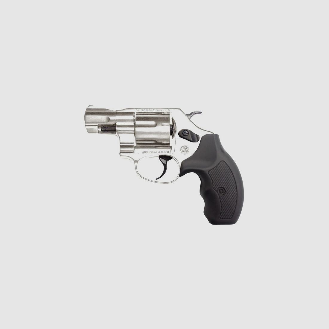 REVOLVER BRUNI A SALVE NEUF CANON COURT CAL.380 NICKEL 2 POUCES