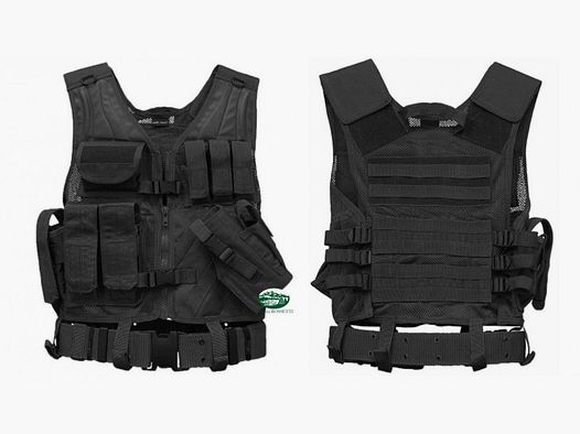 MILSPEC taktische Weste mit Holster schwarz