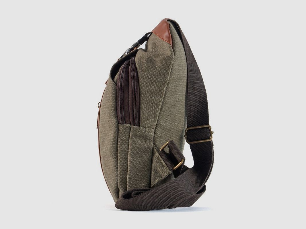 SINGLE-SHOULDER CANVAS AND ECO-LEATHER BAG, image 3 of 5