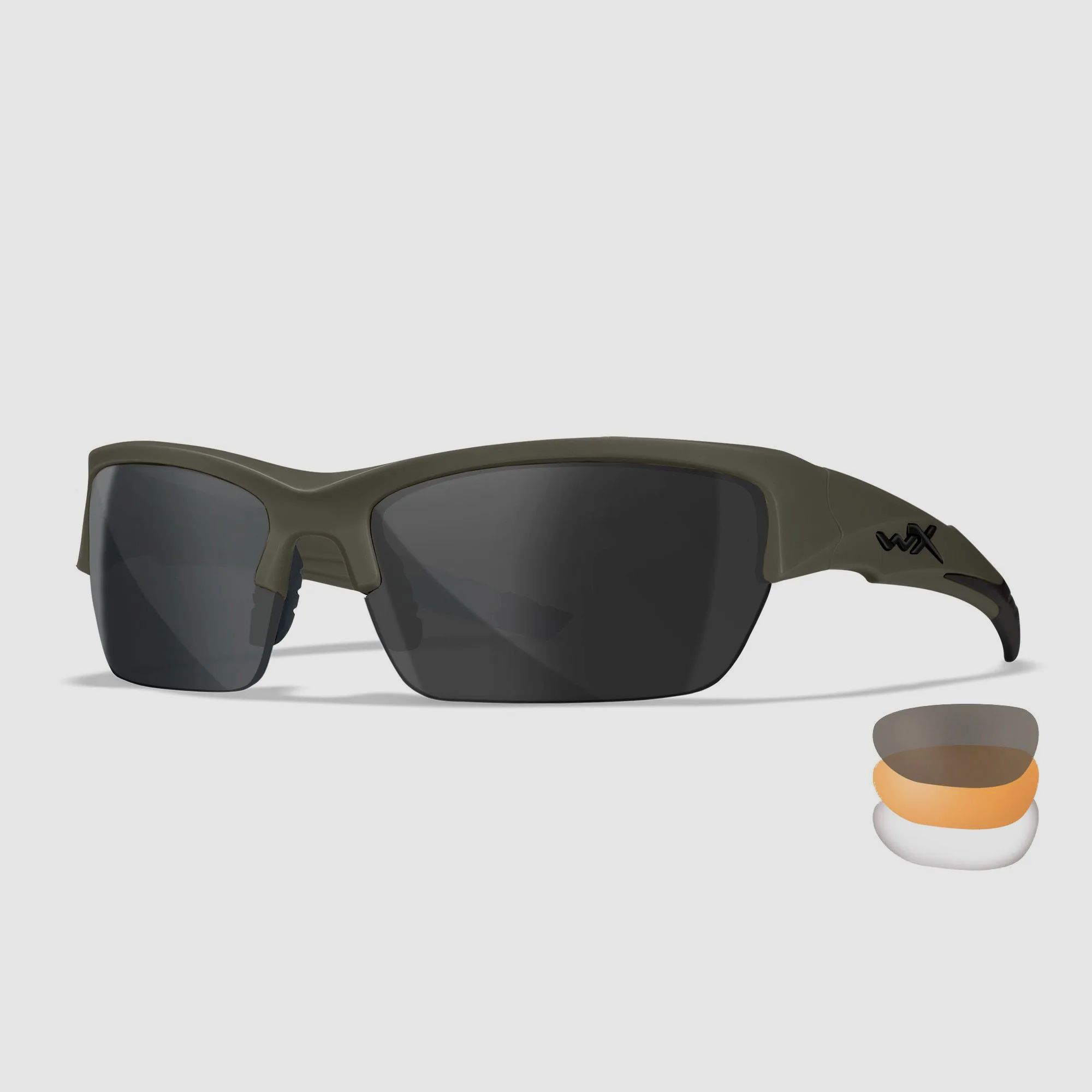 Lunettes WX VALOR avec 3 verres interchangeables, couleur de la monture Vert Armée Mat