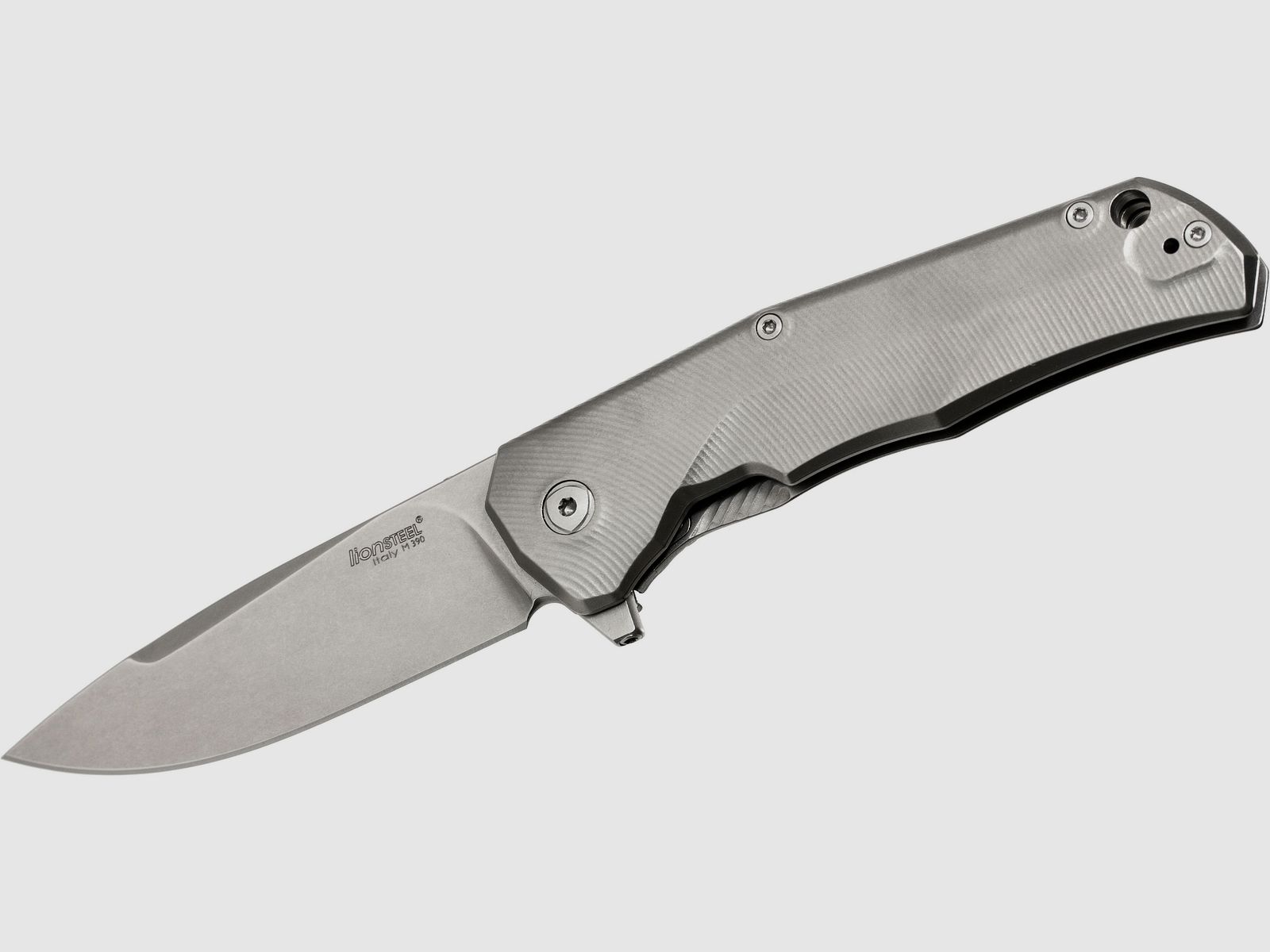 Three Rapid Exchange, M390-Klinge, Griff aus mattiertem Titan, graue Akzente | 97231