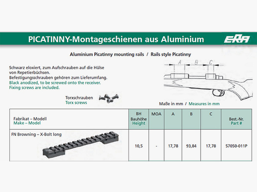 Recknagel (Weaver) Picatinny Schiene für FN-Browning X-Bolt | LONG .30-06 Spr. inkl. Schrauben NEU!