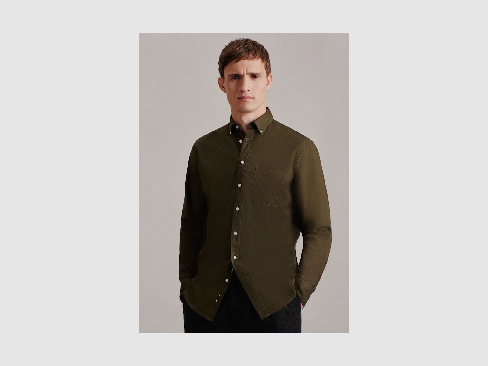 SEIDENSTICKER Twill Casual Overhemd in Regular met Button-Down-kraag