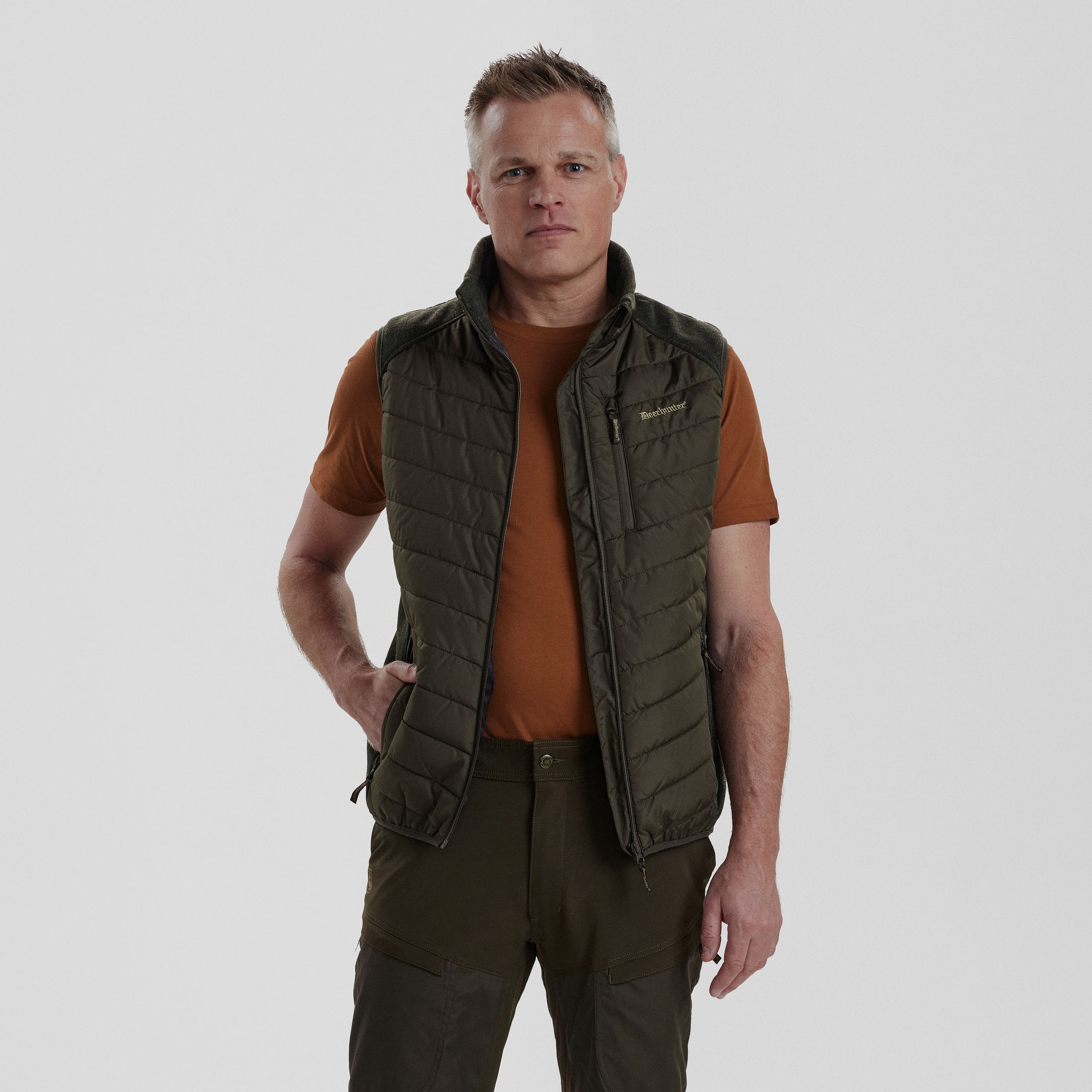 Moor Padded Vest with Knit - Timber - Size: 5XL