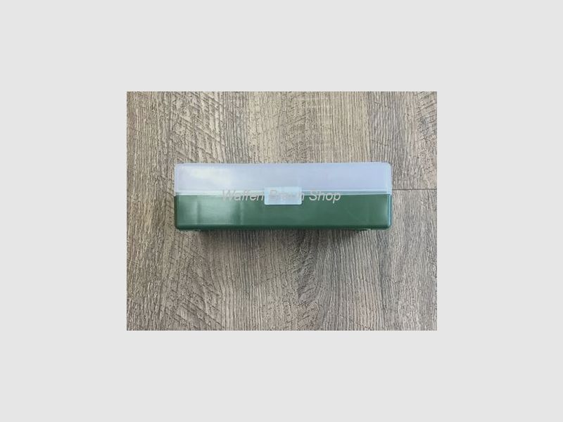 Boîte de munitions Fritzmann pour 50 cartouches .44 Mag. avec charnières Vert/Transparent