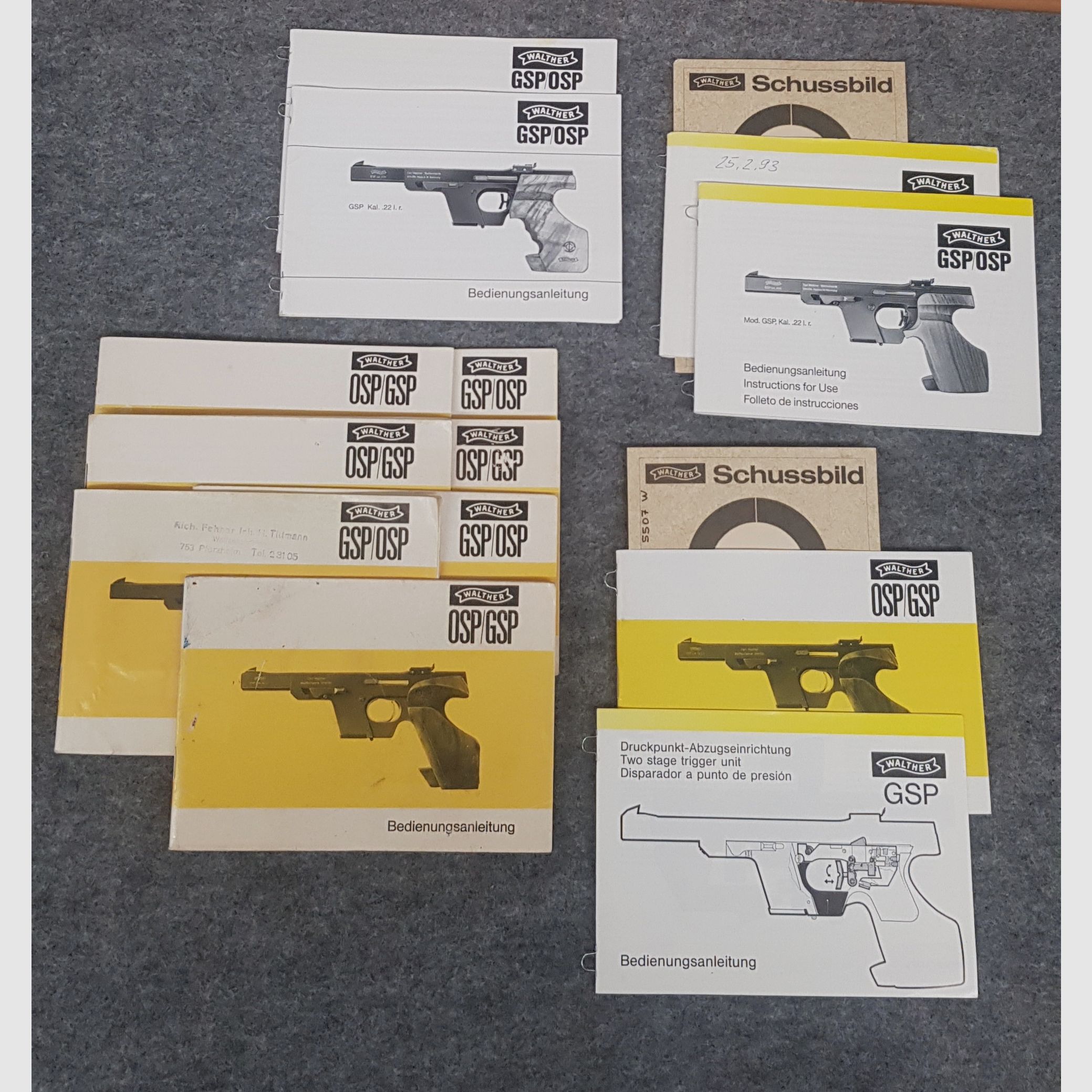 Walther OSP GSP   Beschreibung Bedienungsanleitung Luftpistole Luftgewehr KK Gewehr Co2 Pistole siehe Beschreibung. Preis ab