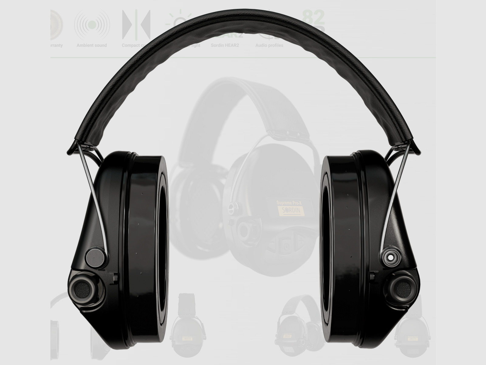 Sordin 75302-X-13-S Electronic Hearing Protection Supreme Black Pro X LED Headband