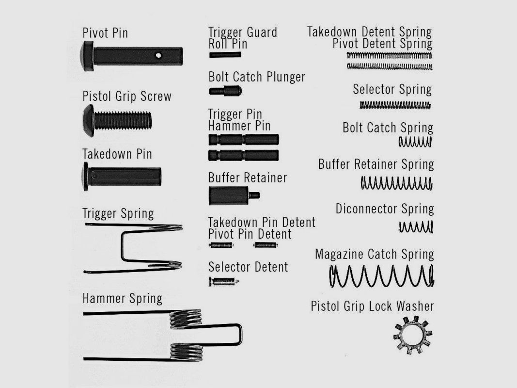 Zestaw części i sprężyn Lower AR15 EEMANN TECH, zdjęcie 2 z 2