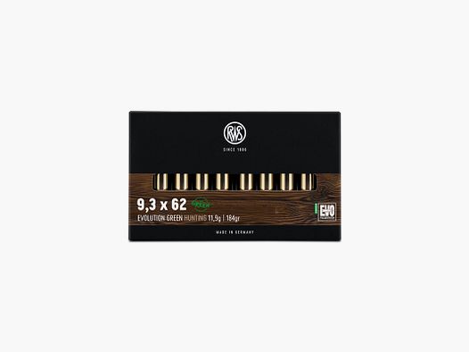 AMMUNITION CARTRIDGES RWS 9.3X62 EVOLUTION GREEN 2318328