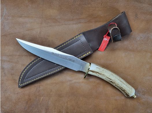Muela Tejon, cuerno de ciervo con funda de cuero de alta calidad (mango claro)