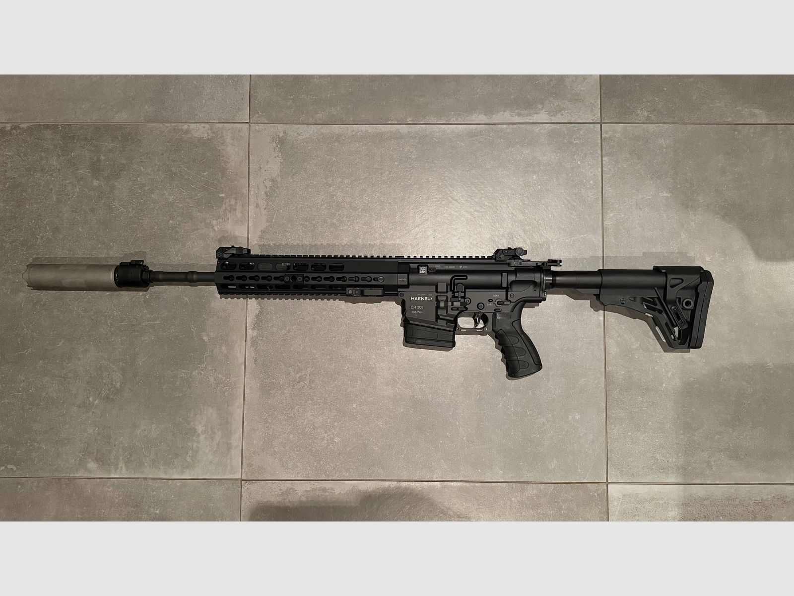 HAENEL CR308 schwarz 16,65" Lauf Direktabzug, max. 20 Schuß Gesamtleistung incl. B&T Schalldämpfer