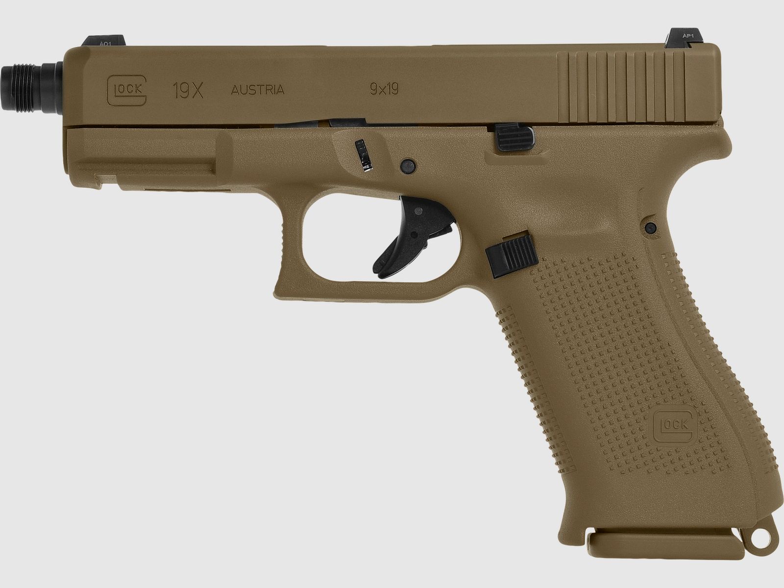 Glock Pistool G19X Crossover 9 mm Luger 4" / 10,2 cm M13.5x1 links Coyote, Crossover