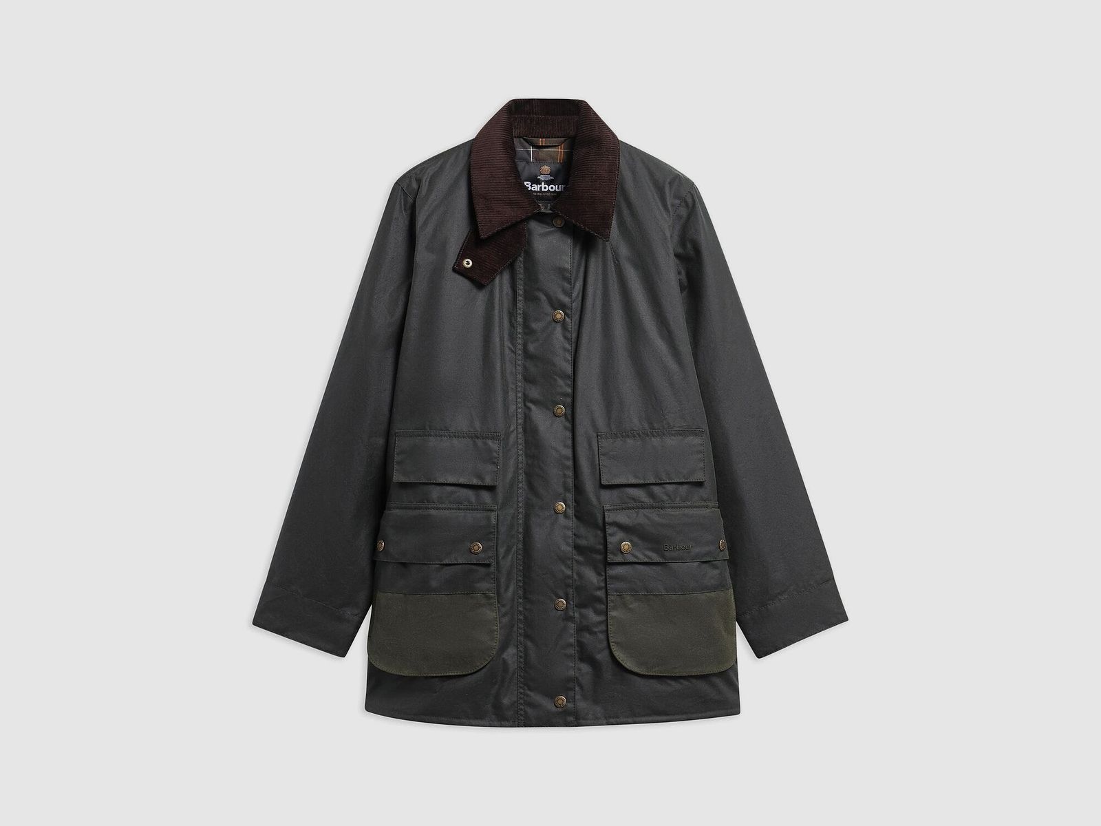 Barbour Modern Border Waxed Jacket Dames Sage 16