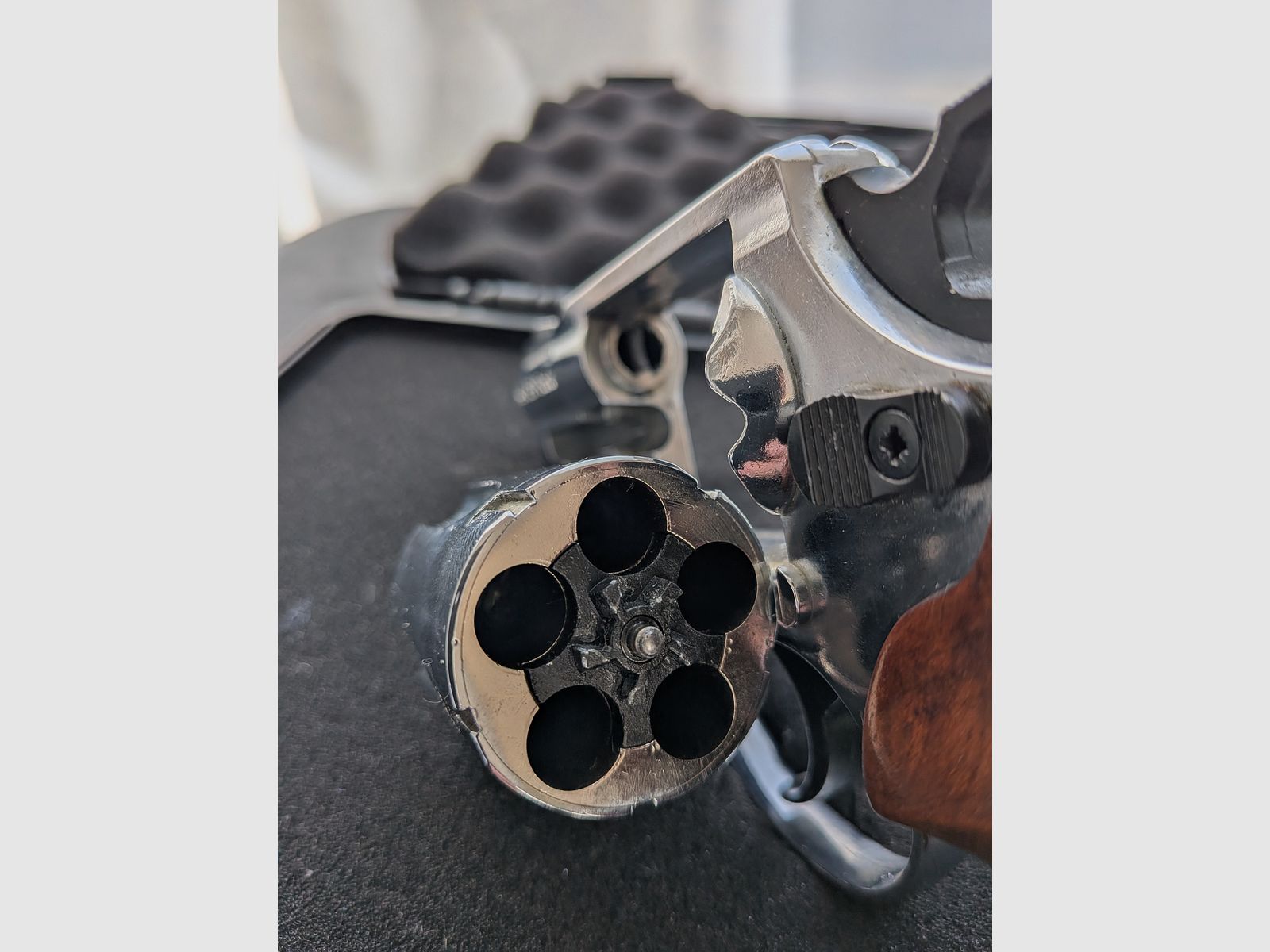 ME 38 Pocket Revolver – verchromt - PTB 631 - 9mm Knall - Holzgriff - SSW