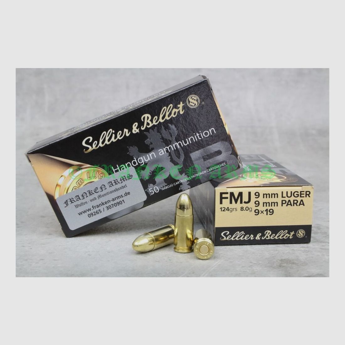 Sellier&Bellot 9mm Luger FMJ 124gr. 8,0g 50 pièces Prix dégressifs