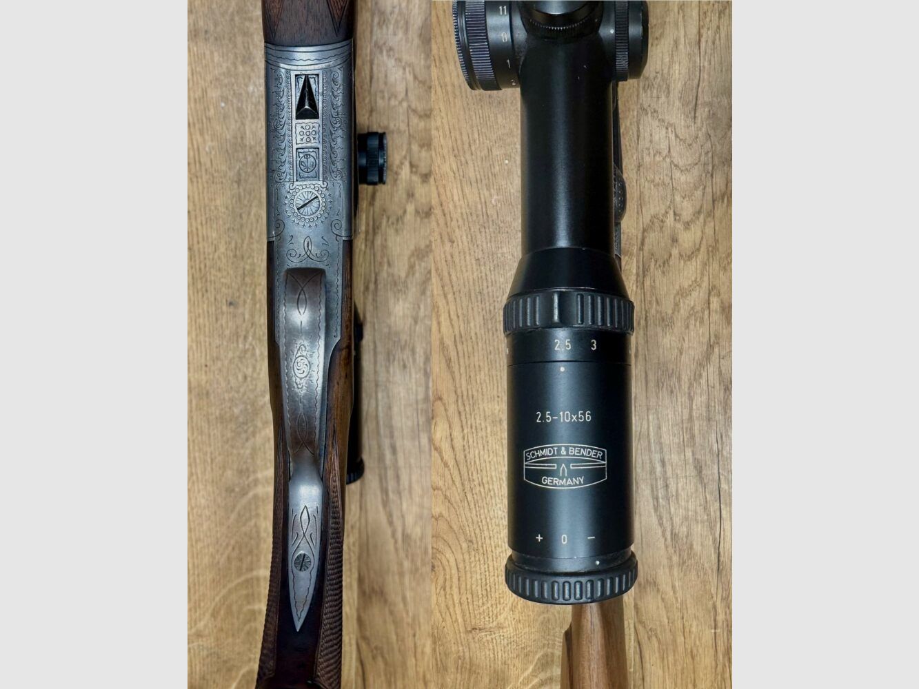 Gebr. Adamy Bühag Suhl dubbele buks met Schmidt & Bender richtkijker
