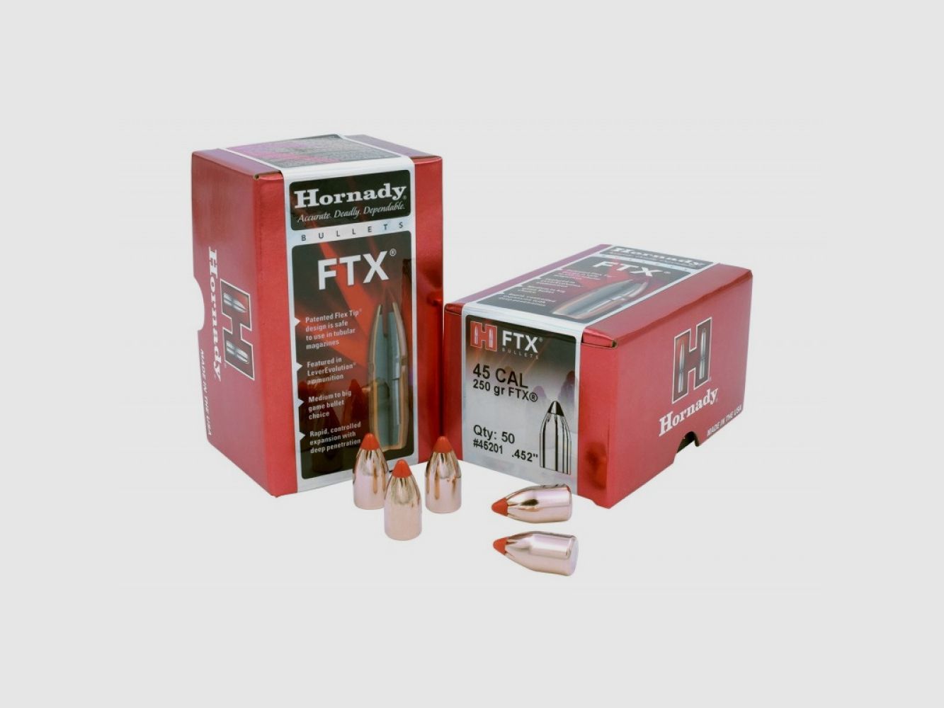 PROIETTILE HORNADY 45 CAL .452 250 GR FTX (450 BUSHMASTER) (50)