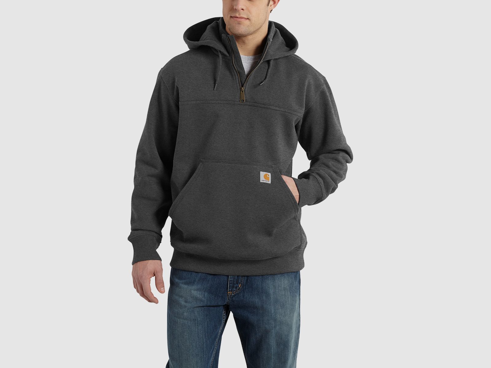 Carhartt Heavyweight Collage-Sweatshirt mit Reißverschluss, Herren, Carbon Heather, L