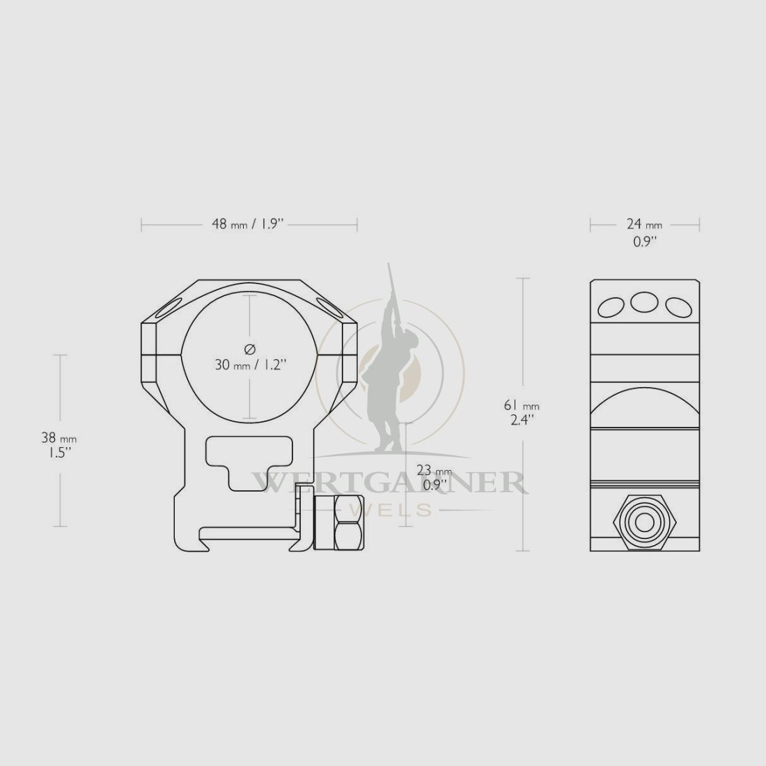 Hawke Tactical Ring Montagen Weaver 30mm extra hoch, Bild 1 von 2
