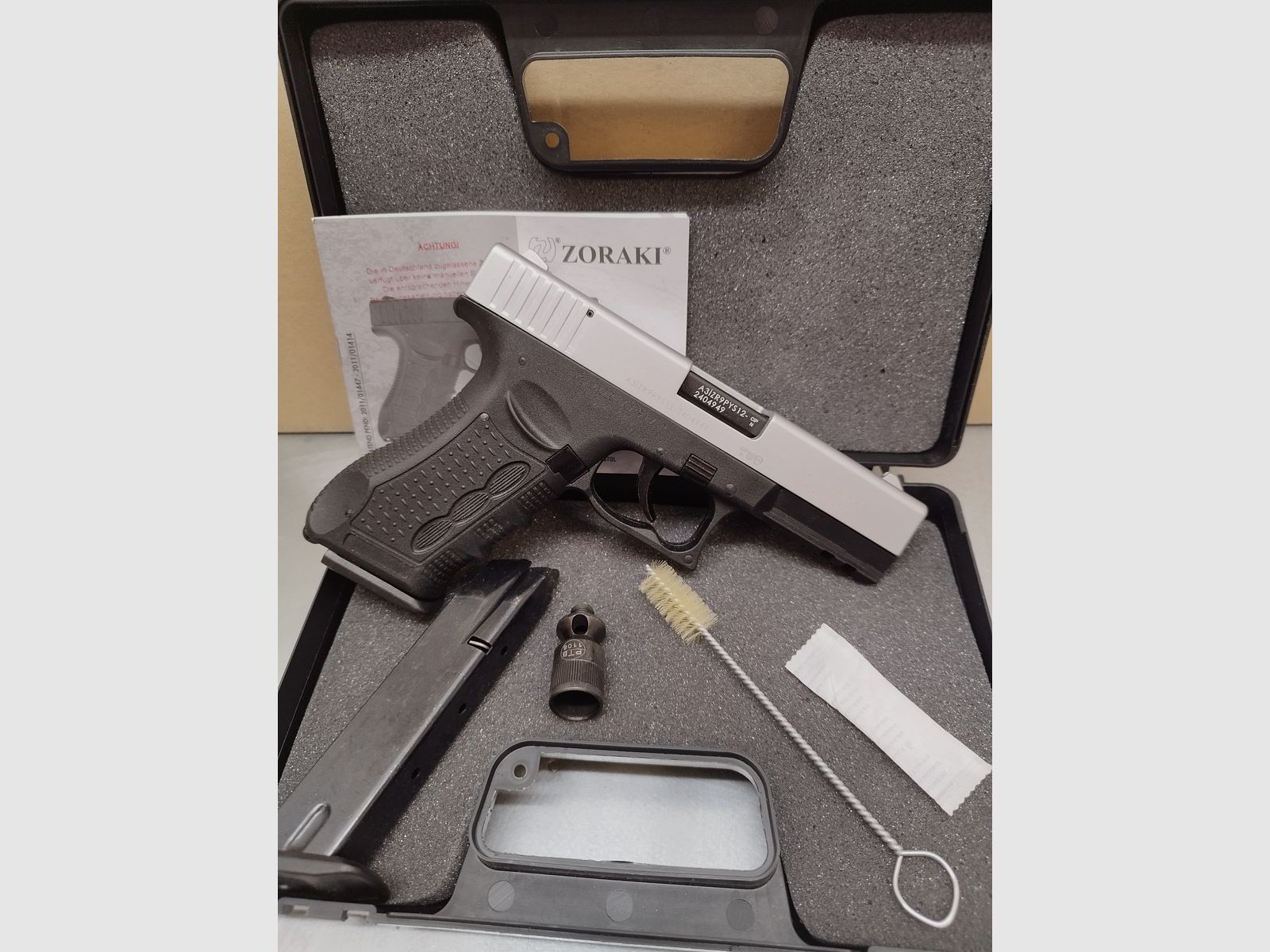 Zoraki 917 pistola a salve 9mm PAK cromata opaca + caricatore di riserva !!Come nuova!!