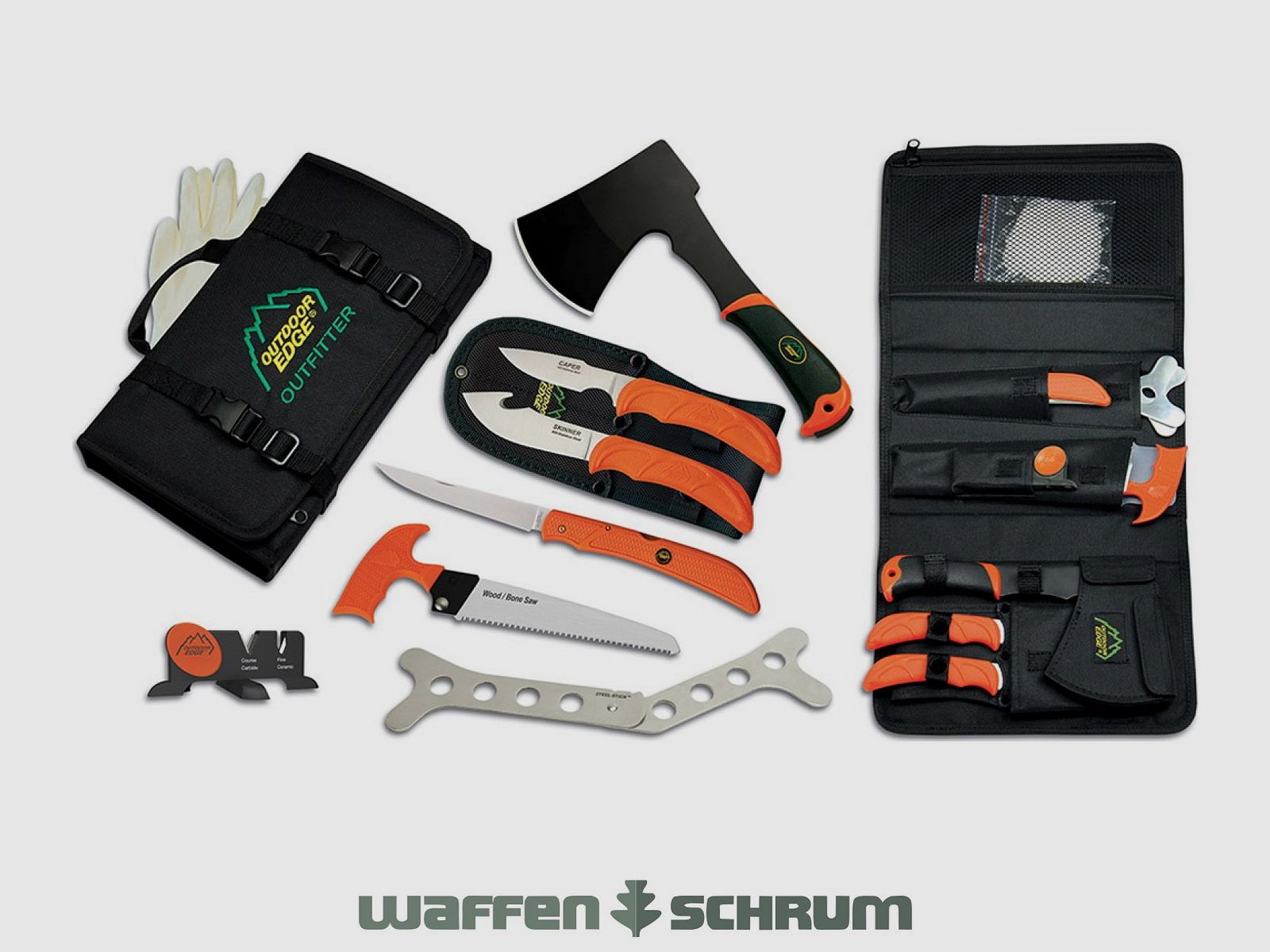 Outdoor Edge kit de dépeçage / skinner - couteau à désosser - couteau à fileter - scie à os - hache