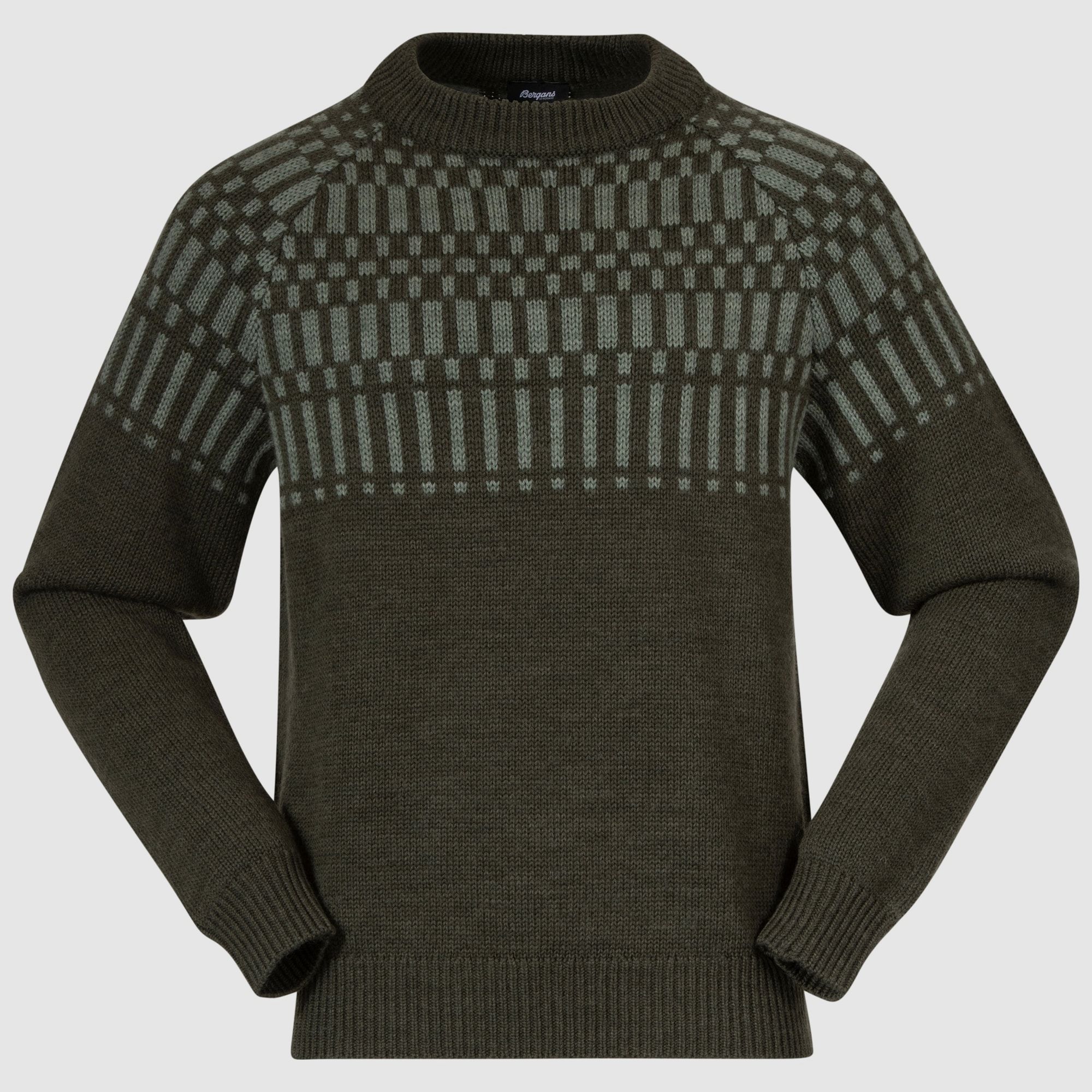 Bergans Nordmarka Merino Pullover Herren Dunkelgrün Schlamm/Lichtgrün Schlamm L