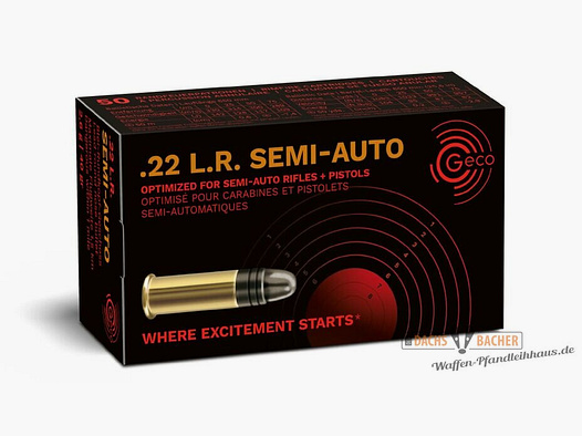 GECO .22lfB Semi Auto Plomb Bouche Ronde 2,6 grammes 40 grains 50 coups