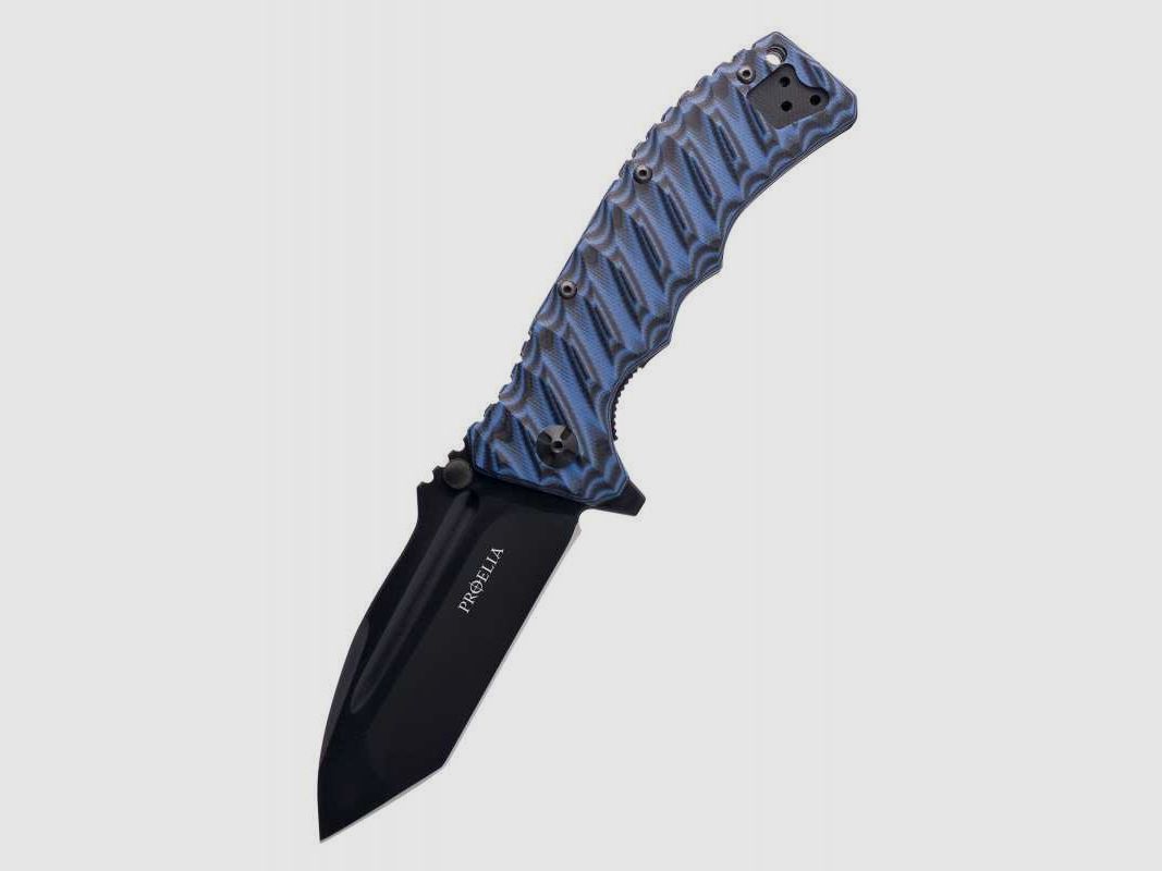Defcon Proelia Tanto Taschenmesser, matt-schwarze Klinge, blau-schwarzer Griff