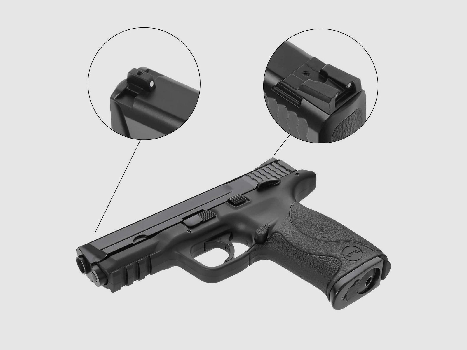 Komplettset KWC M&P 40 Softair-Co2-Pistole Schwarz Kaliber 6 mm BB Blowback (P18)