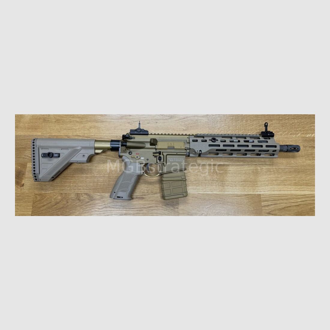 Heckler & Koch MR223 A3 Slim-Line 11" Lauf - halbautom. Büchse .223Rem MGBs Sondermodell FDE Edition inkl. Schalldämpfer ASE UTRA Dual 556-Short-QM2 Gen2 Cerakote FDE - zivile Version HK416 / G95K / G38 G95A1 / G95KA1 / mit Upgrades