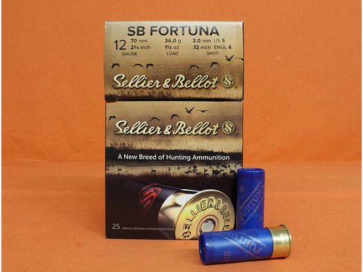 Sellier & Bellot Patrone 12/70 S&B/ Sellier&Bellot 36g 3,0mm/ No.5 VE 25 Patronen (Fortuna Plastik)