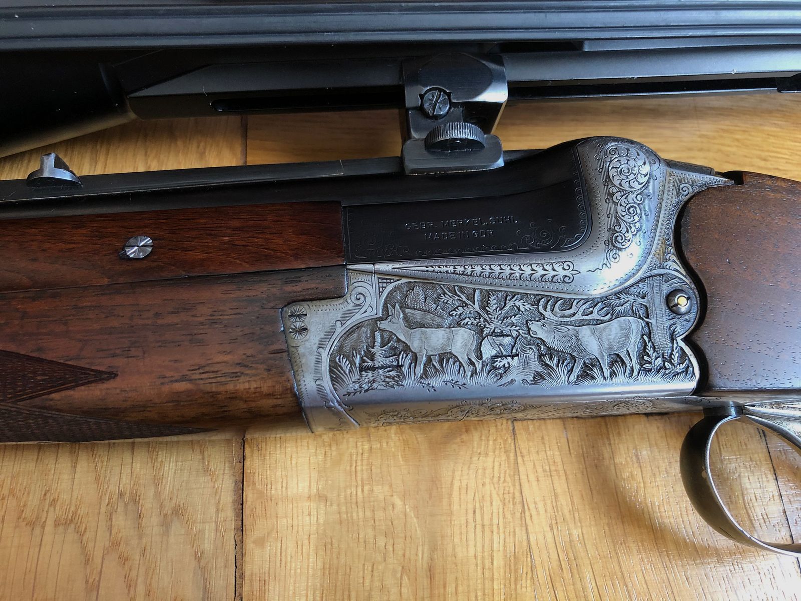 Bockdoppelbüchse Merkel BDB 221E 8x57JRS / Zeiss Diavari 3-12x56