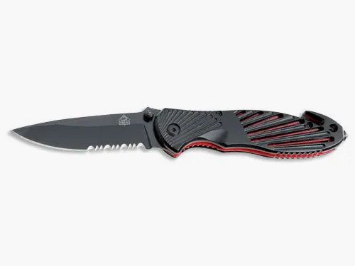 PUMA TEC Cuchillo de rescate de una mano (Liner Lock Esqueleto Negro)