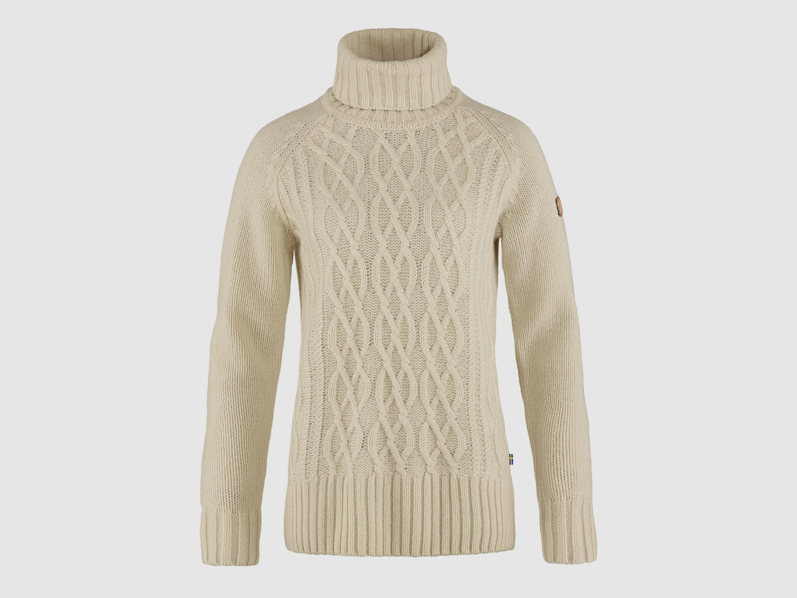 Fjällräven Övik Cable Knit Roller Neck W – Chalk White, billede 1 af 2