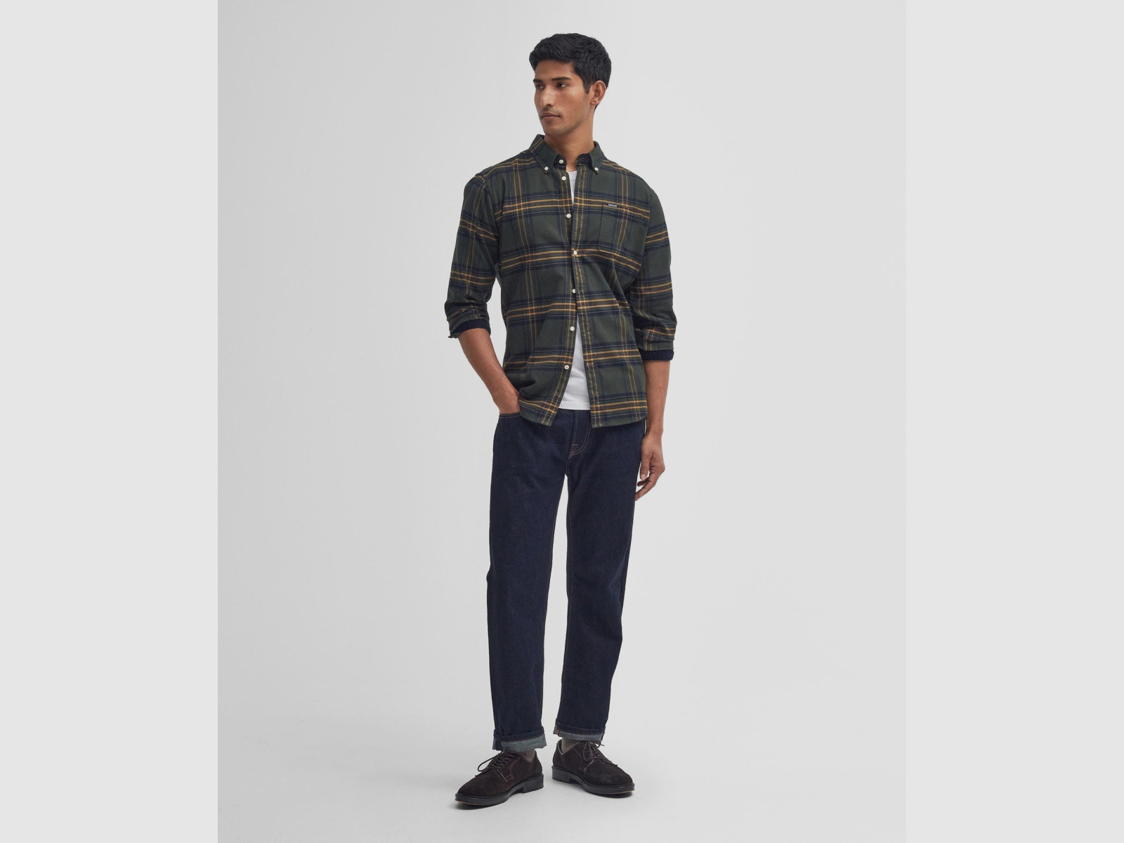 BARBOUR Hemd Portdown Tailored Oliv