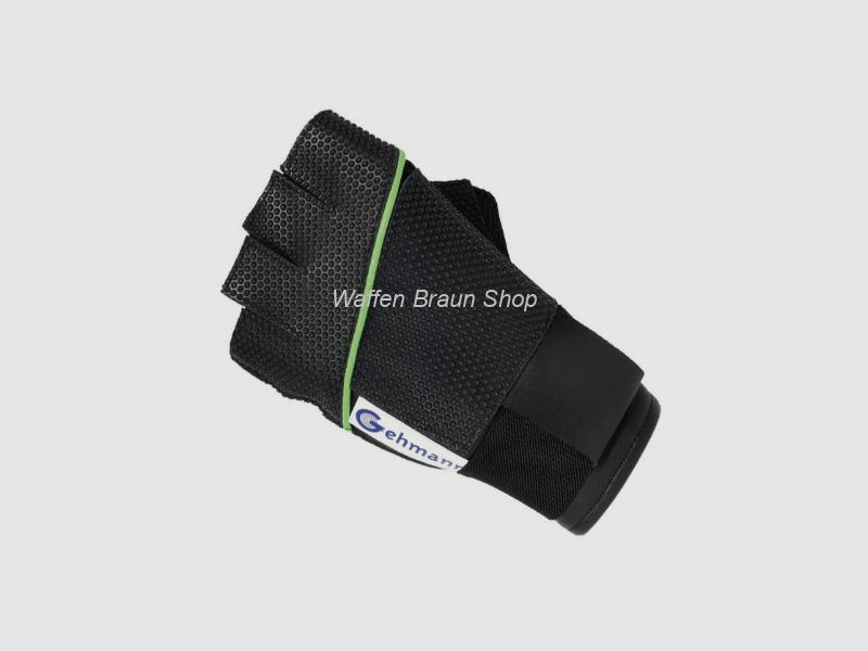 Gehmann Fingerfreier Schießhandschuh Gr. S für die Rechte Hand Schwarz/ Grün